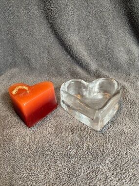 Vintage Glass Heart Shaped Candle Holder from Sweden 1980’s